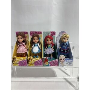 3 Disney Princess Poseable Mini Doll Toddler Miniature 3.5" Figure & Frozen Elsa